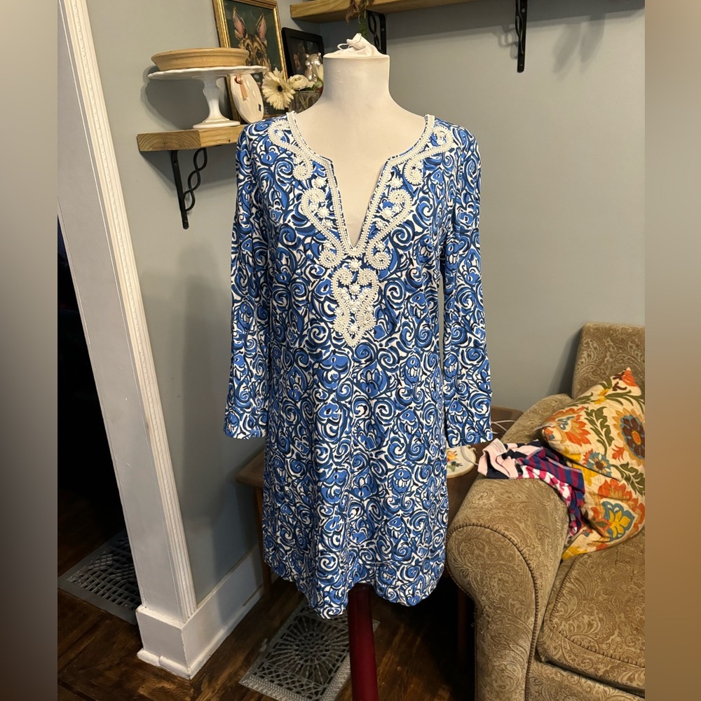 Lilly Pulitzer Julianna tunic dress indigo chasing tail S